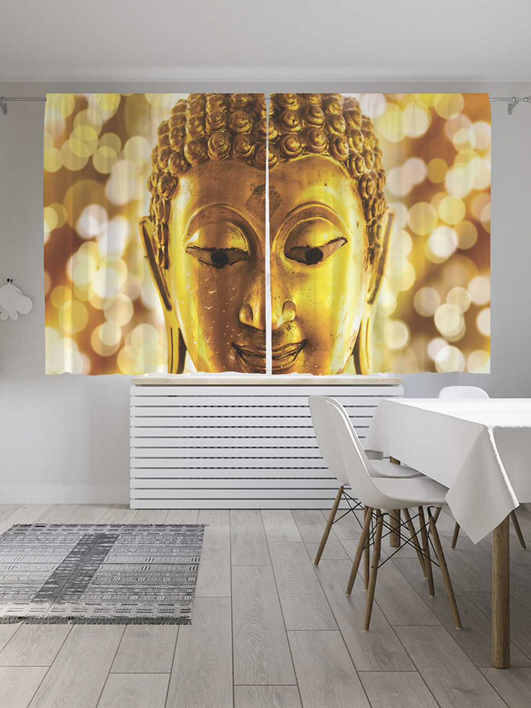 

Шторы с фотопечатью "Будда в бликах" из сатена, 290х180 см