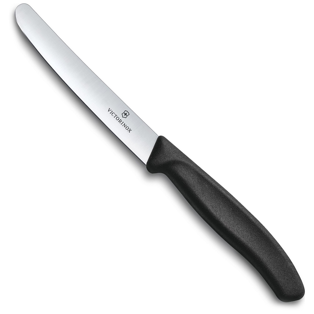 фото Нож victorinox столовый, лезвие 11 см прямое с закруглённым кончиком, чёрный
