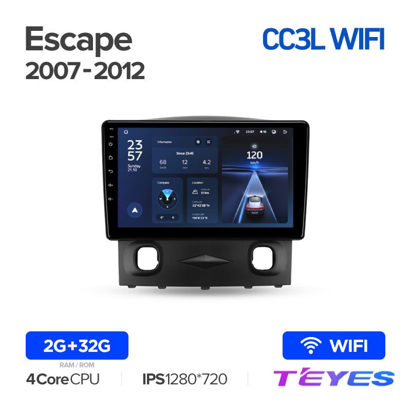 

Магнитола Teyes CC3L Wi-Fi 2/32 9" для Ford Escape 1 2007-2012, CC3L Wi-Fi 2/32 9"