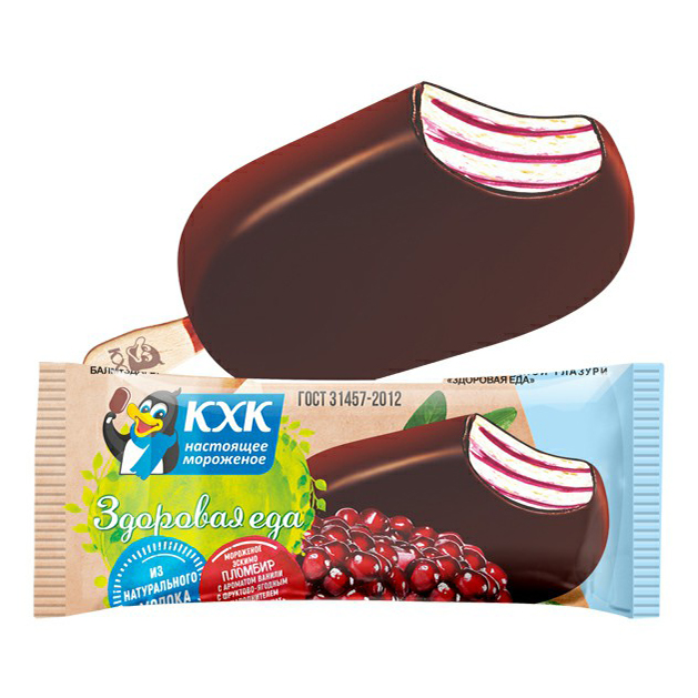 

Мороженое пломбир КХК Здоровая Еда гранат-малина в шоколадной глазури 19% БЗМЖ 65 г