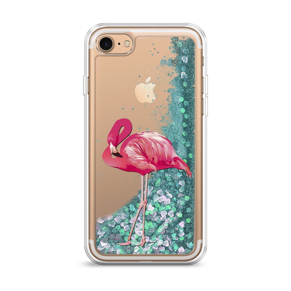 

Жидкий чехол с блестками "Застенчивый фламинго" на Apple iPhone 7, 10695-1