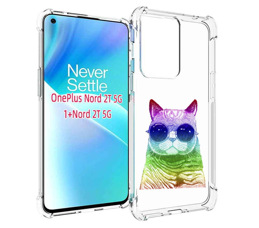 

Чехол MyPads Кот в очках для OnePlus Nord 2T, Прозрачный, Tocco
