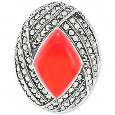 

Брошь из серебра с кораллом Марказит HB0530-13050, HB0530-13050