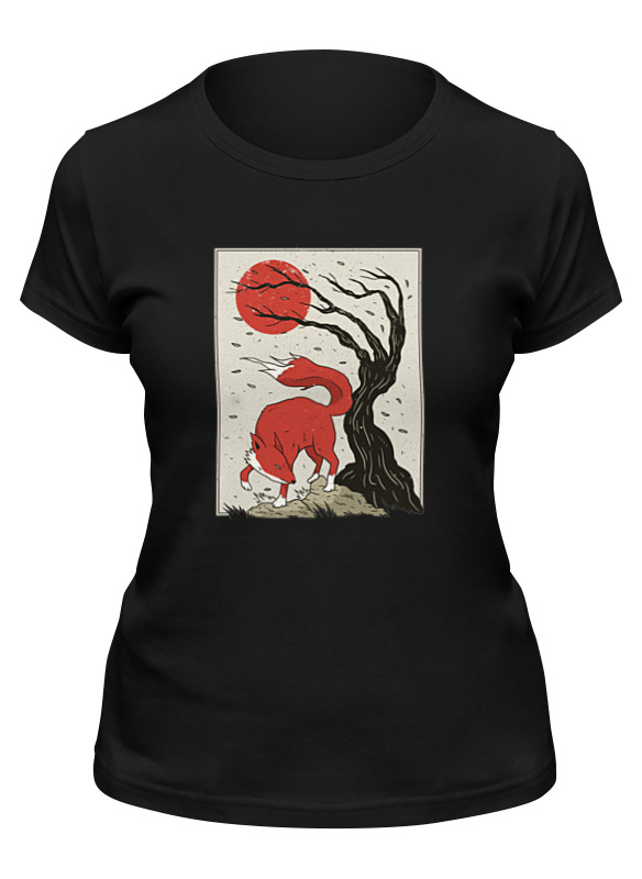 

Футболка женская Printio Fox and sun черная S, Черный, Fox and sun