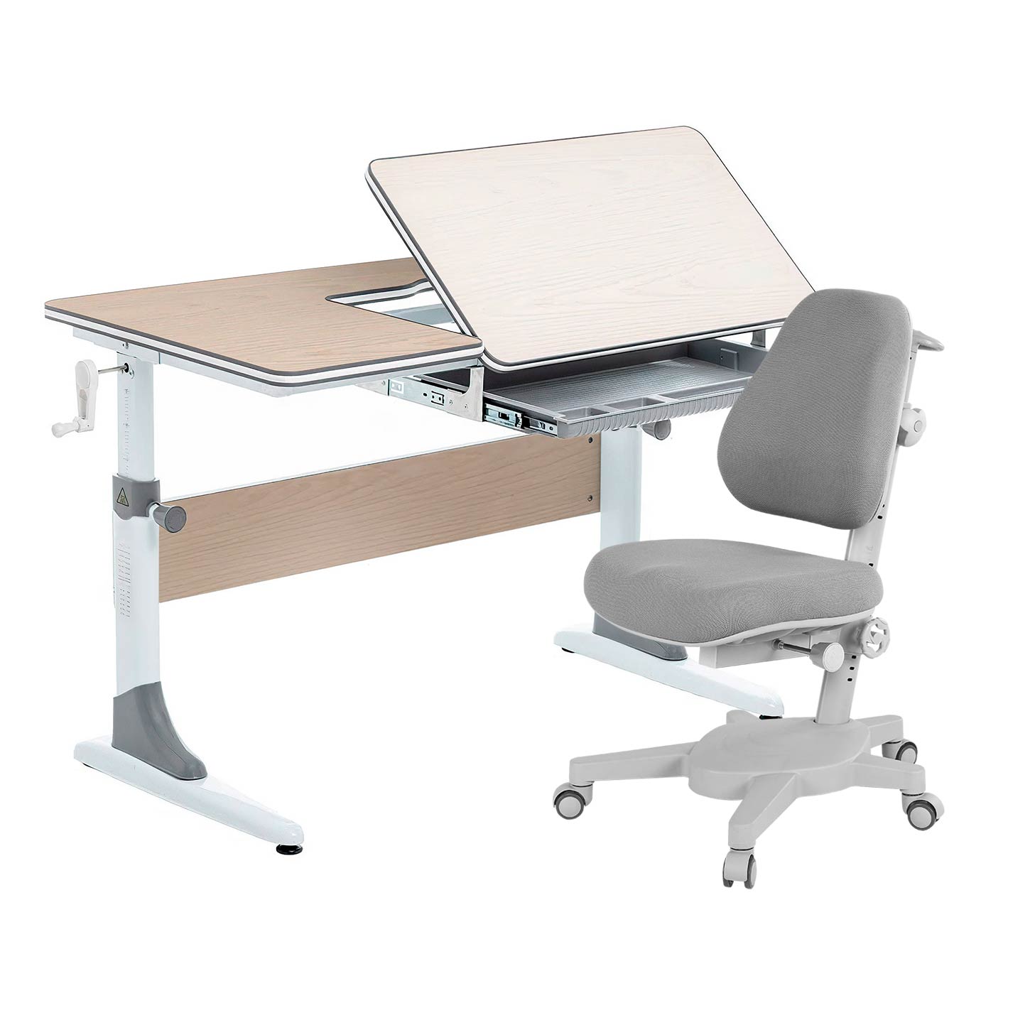 фото Комплект anatomica smart-40 парта+кресло клен/серый с серым креслом armata