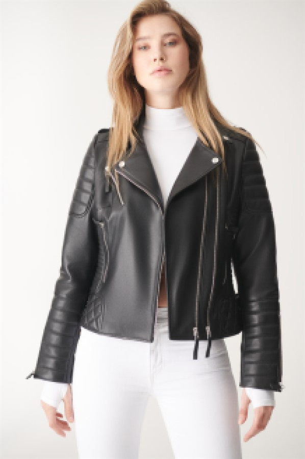 Кожаная куртка женская Black Noble 322 черная XL (доставка из-за рубежа)