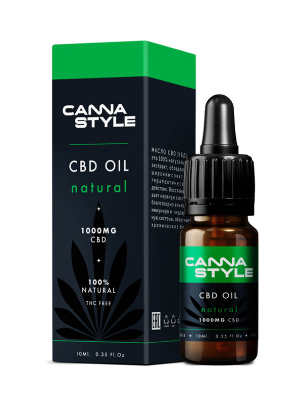 

Масло CBD OIL "Natural 1000 мг 10%" CannaStyle натуральный вкус 10 мл, natural 10