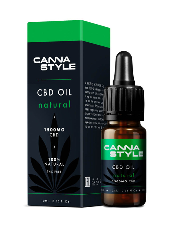 

Масло CBD OIL "Natural 1500 мг 15%" CannaStyle натуральный вкус 10 мл, natural 15