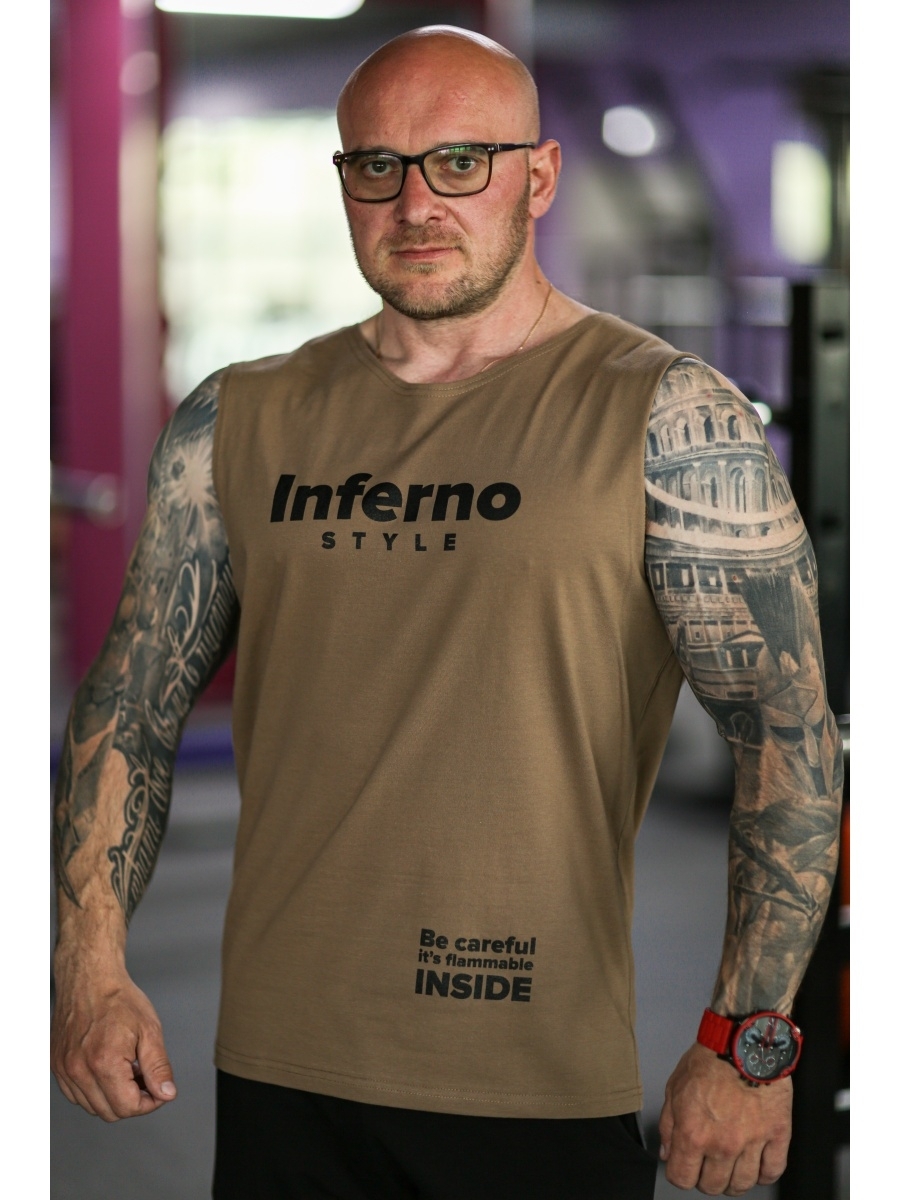 

Майка мужская INFERNO style М-002-005 коричневая 2XL, Коричневый, М-002-005