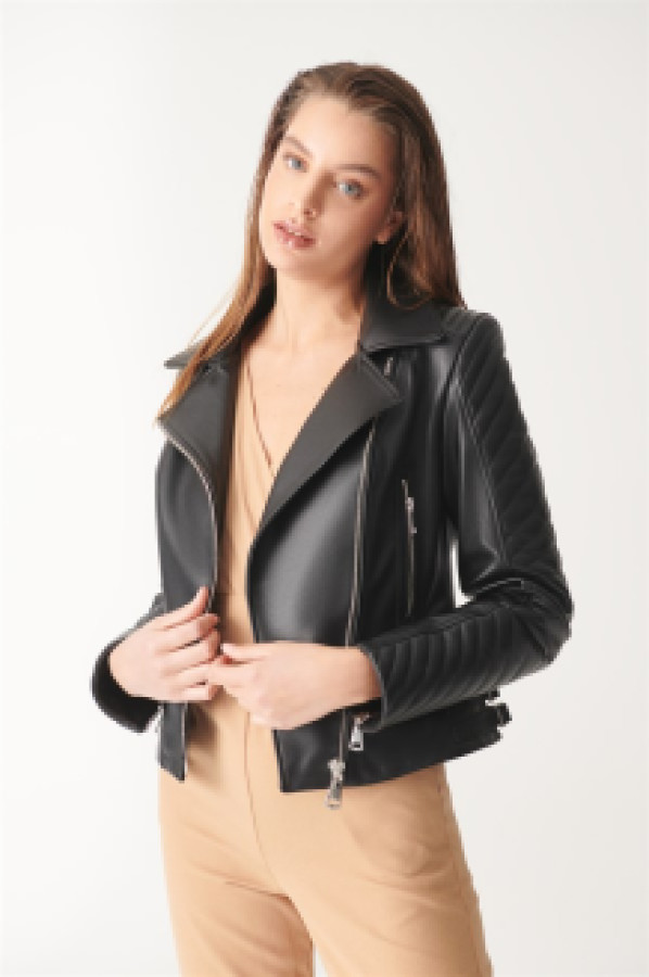Кожаная куртка женская Black Noble 343 черная XL (доставка из-за рубежа)