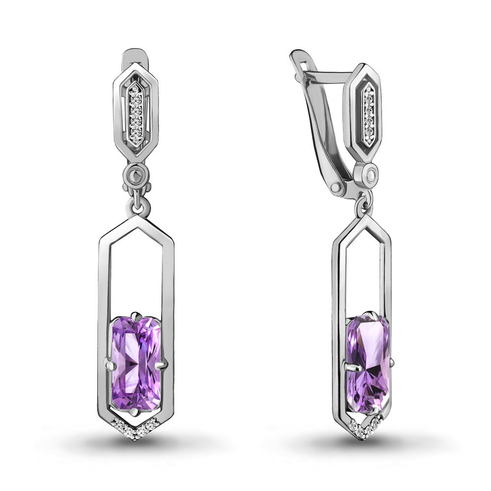 

Серьги из серебра с аметистом Aquamarine 4716404А_925_р, 4716404А_925_р