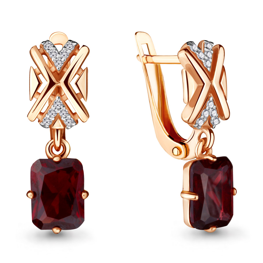 

Серьги из серебра с гранатом Aquamarine 4716585А_925_з, 4716585А_925_з