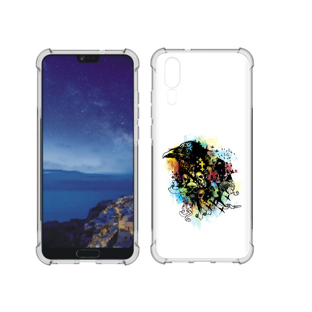 

Чехол MyPads Tocco для Huawei P20 ворон и черепа (PT108006.52.273), Прозрачный, Tocco