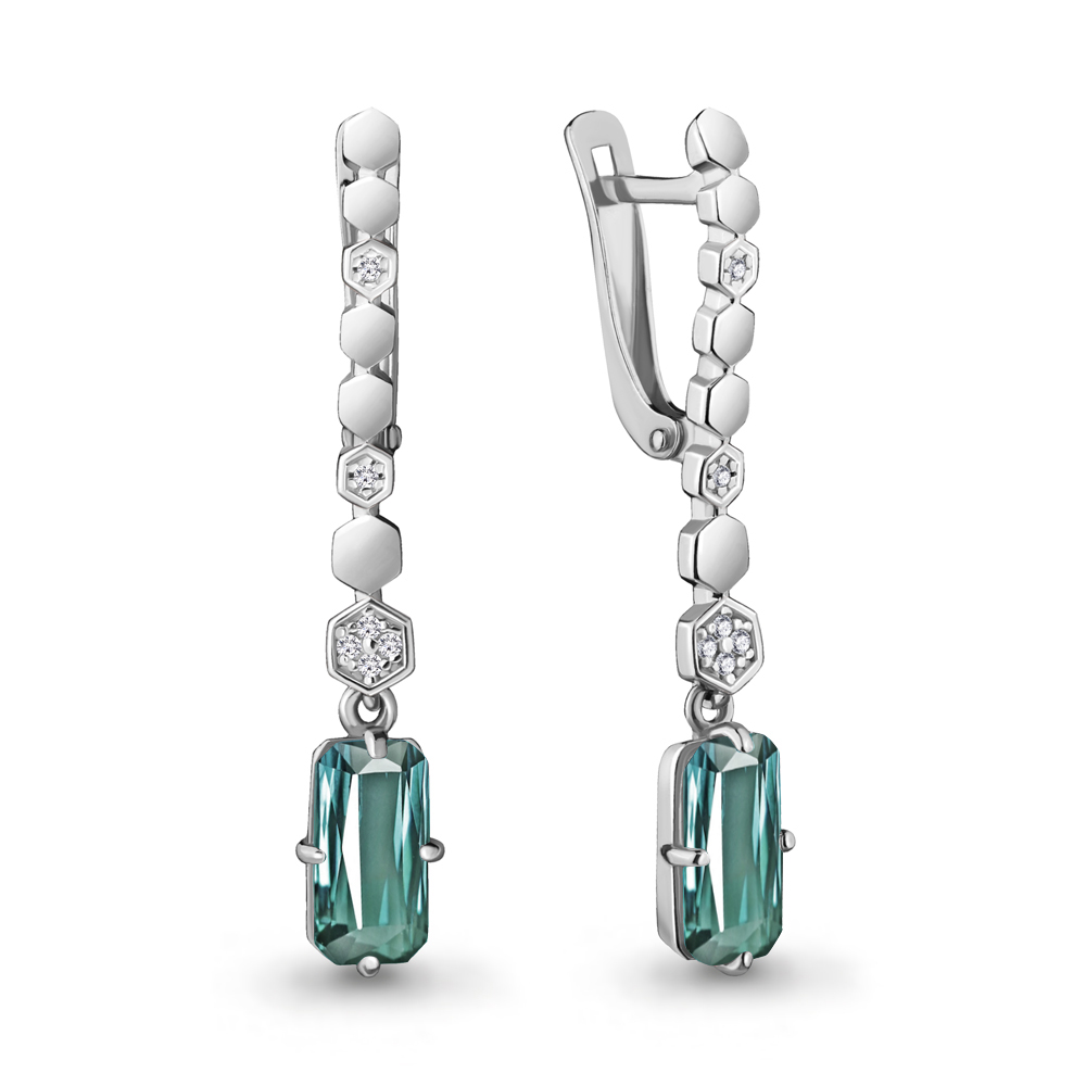 

Серьги из серебра с фианитом Aquamarine 4716788А_925_р, 4716788А_925_р