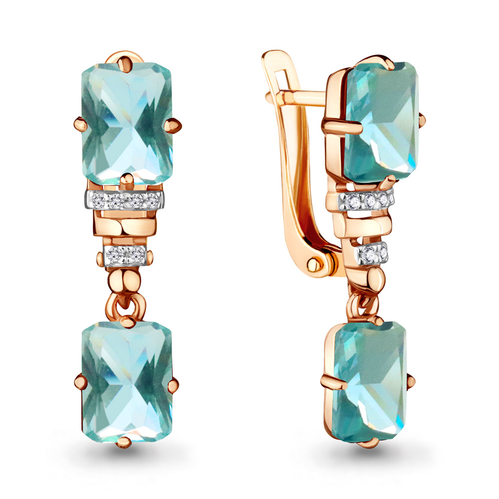 

Серьги из серебра с фианитом Aquamarine 4716988А_925_з, 4716988А_925_з