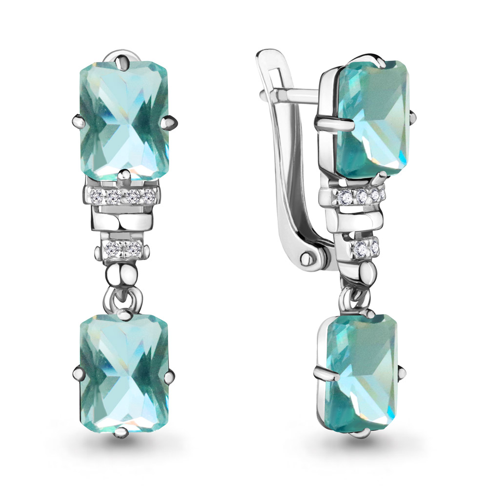 

Серьги из серебра с фианитом Aquamarine 4716988А_925_р, 4716988А_925_р