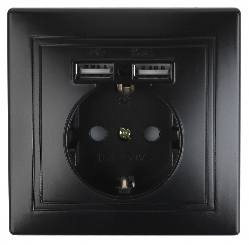 

Розетка с USB (антрацит) Plano Intro 1-410-05 (Б0044578), Б0044578