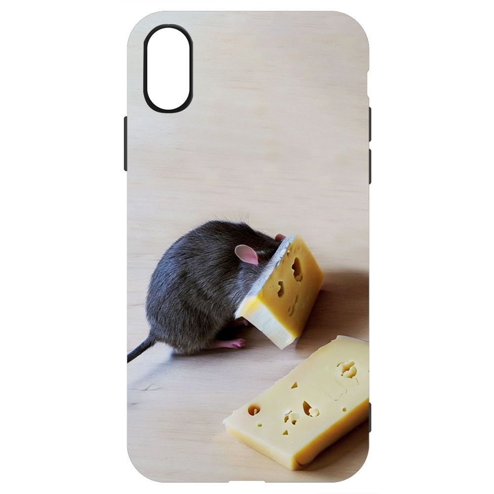

Чехол-накладка Софт Мышь и сыр для iPhone X, Черный