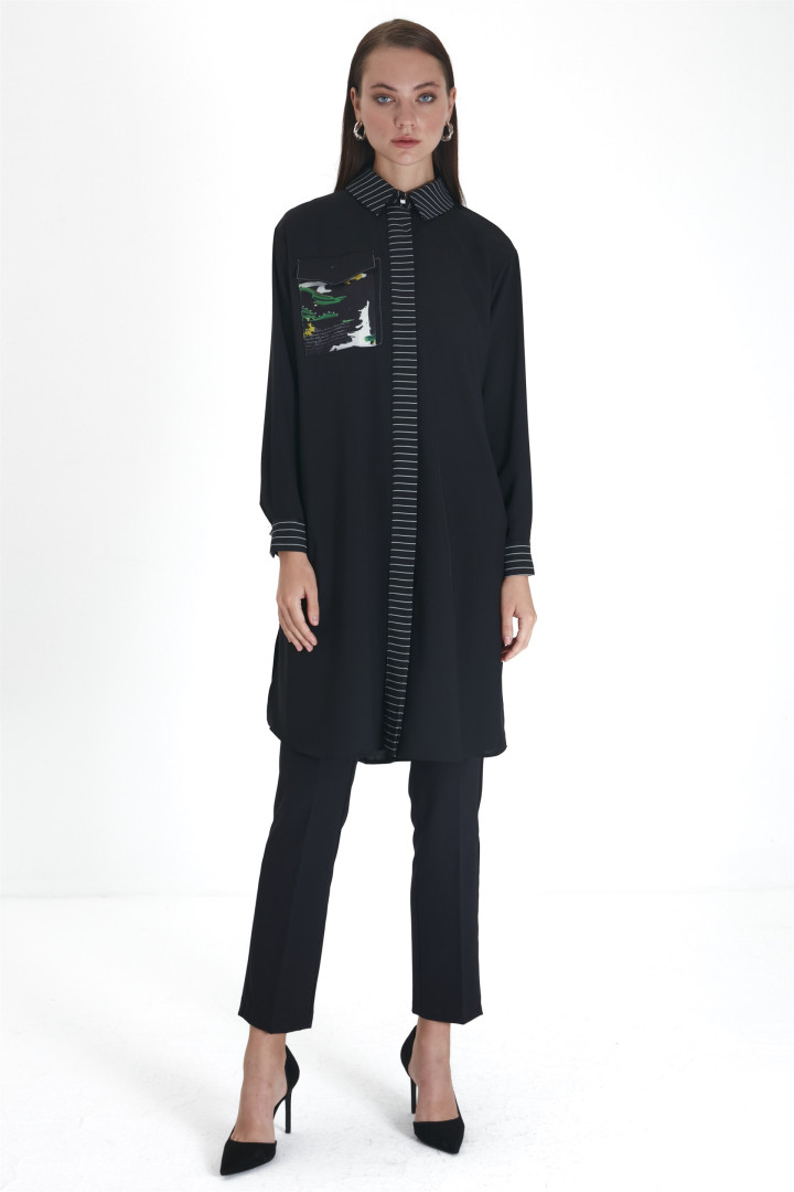 

Рубашка женская Zühre 3688 черная 42 RU (товары доставляются из-за рубежа), 3688