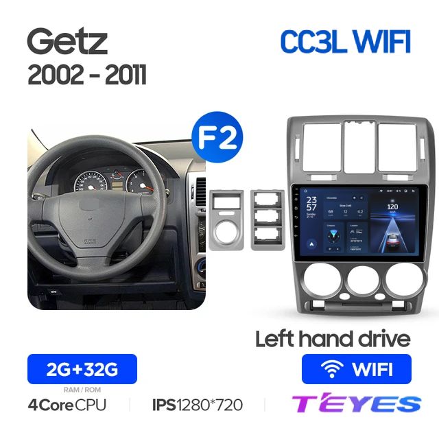 

Магнитола Teyes CC3L Wi-Fi 2/32 9" для Hyundai Getz 1 2002-2011 (Тип F2) (Left hand drive), CC3L Wi-Fi 2/32 9"
