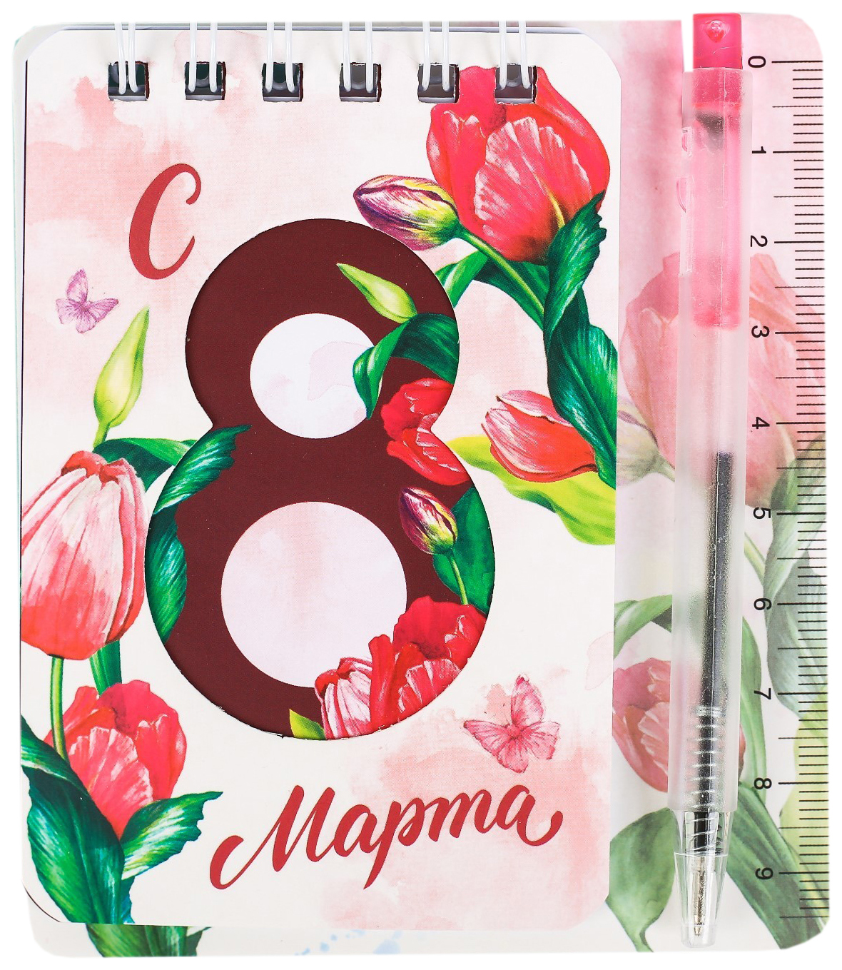 

Набор блокнот и мини-ручка «С 8 марта», 9 х 10,4 см
