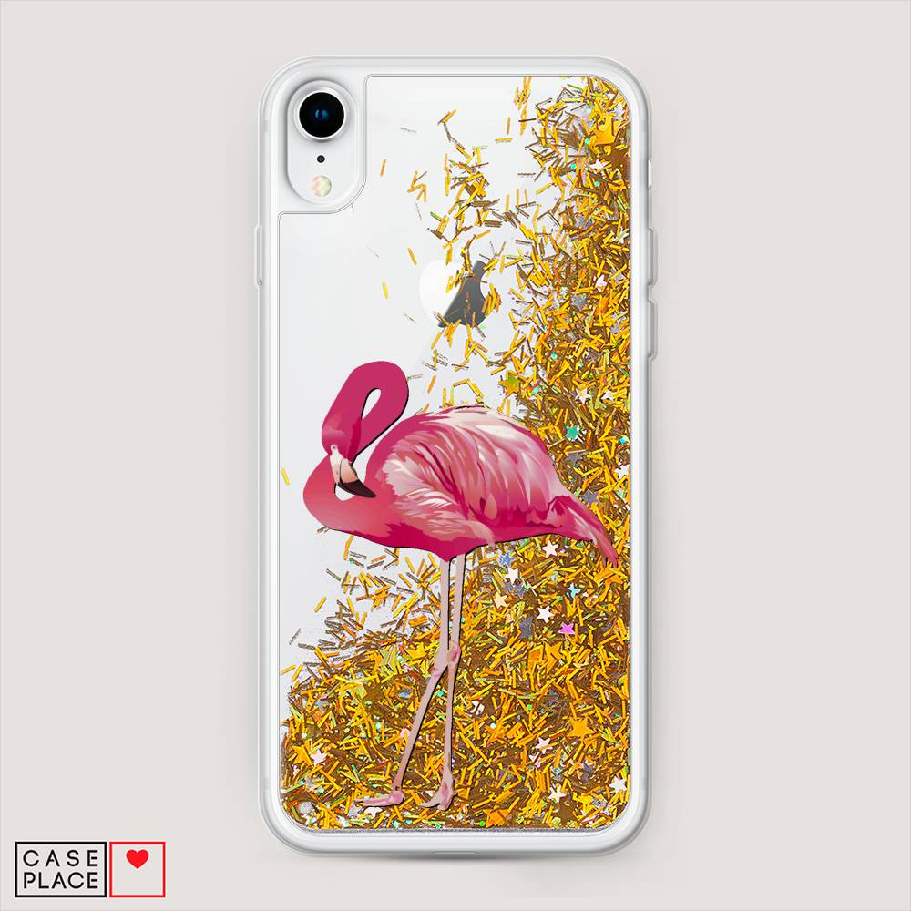 

Жидкий чехол с блестками "Застенчивый фламинго" на Apple iPhone XR (10R), 12090-1
