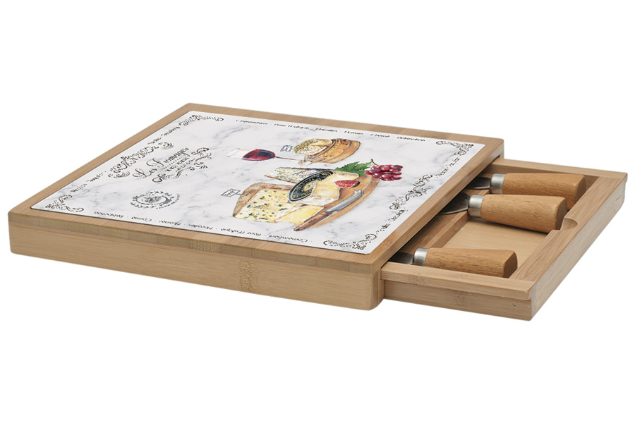 

Набор для сыра Easy Life Fromage 5 предметов ножи, ящик, доска 25х25см EL-R0891_LESF_