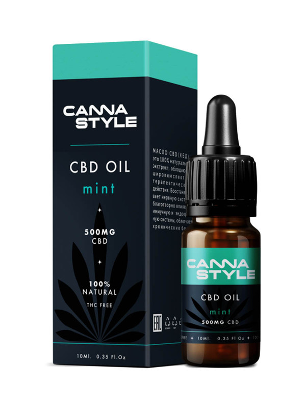

Масло CBD OIL "Mint 500 мг 5%" CannaStyle мятный вкус 10 мл, mint 5