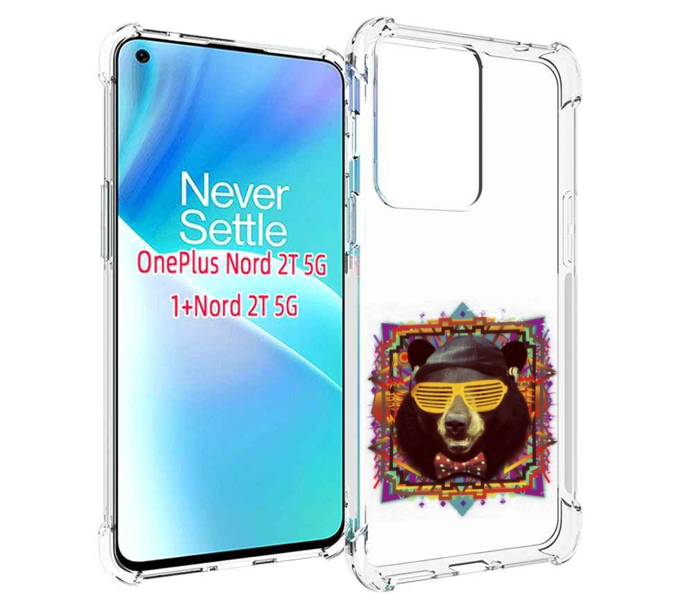 

Чехол MyPads Медведь в очках для OnePlus Nord 2T, Прозрачный, Tocco