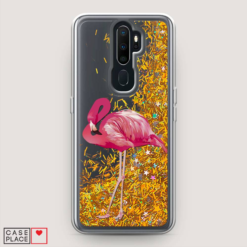 

Жидкий чехол с блестками "Застенчивый фламинго" на Oppo A5 (2020), 251390-1
