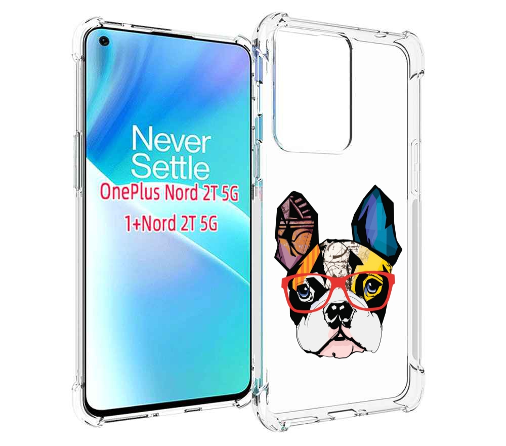 

Чехол MyPads Мопс-в-очках для OnePlus Nord 2T, Прозрачный, Tocco