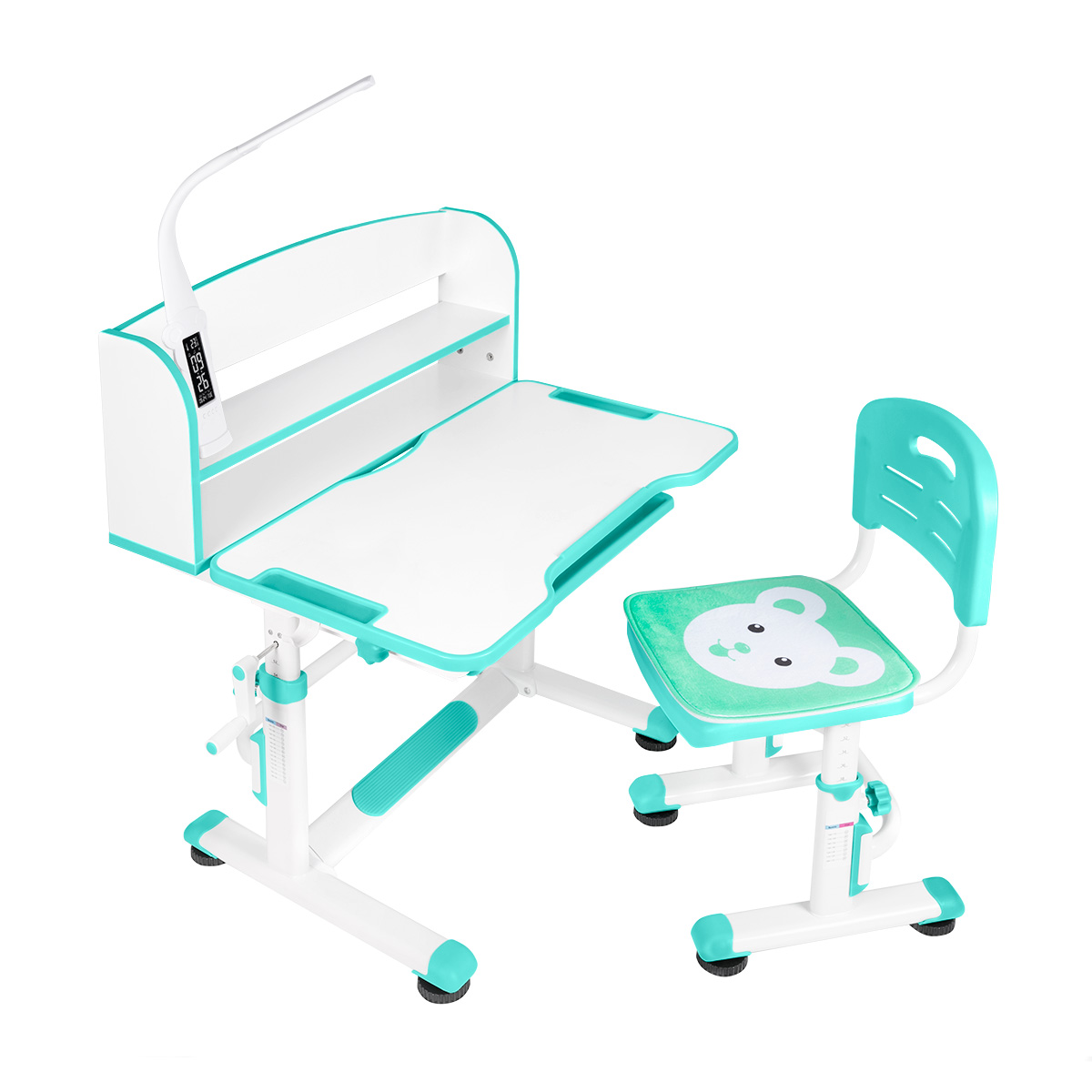 фото Комплект anatomica legare детская парта, стул и светильник белый/зеленый