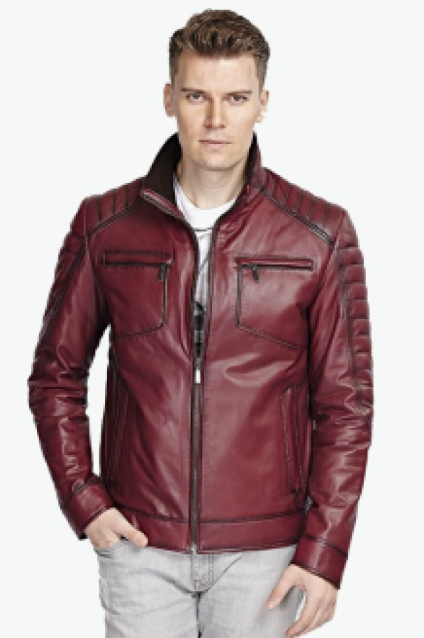фото Кожаная куртка мужская deriza 35-5082b красная 2xl (доставка из-за рубежа)