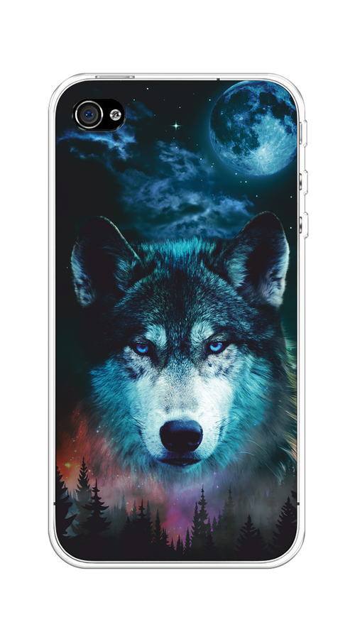 

Чехол на Apple iPhone 4/4S "Лунный волк", Бирюзовый;розовый;синий, 10150-1