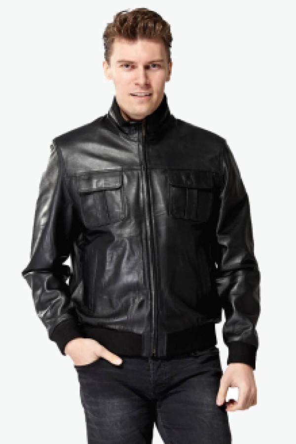 фото Кожаная куртка мужская deriza 35-k0029s черная 2xl (доставка из-за рубежа)
