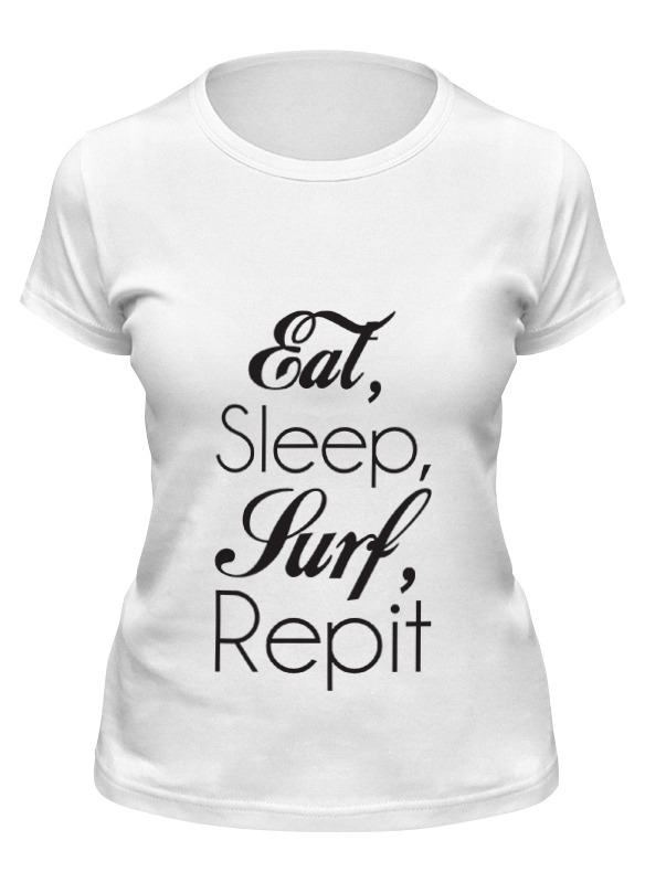 

Футболка женская Printio Eat, sleep, surf, repit белая XL, Белый, Eat, sleep, surf, repit