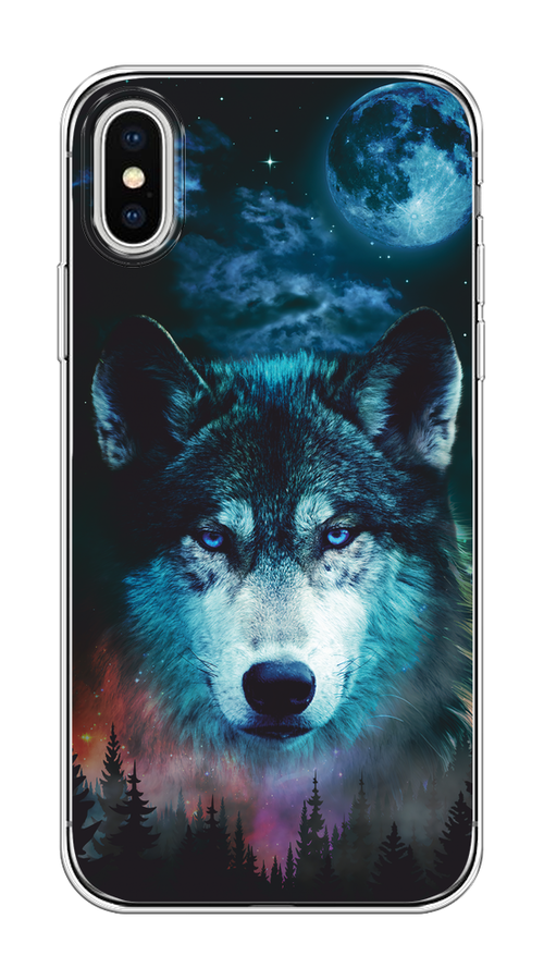 

Чехол на Apple iPhone X/XS "Лунный волк", Бирюзовый;розовый;синий, 11850-1