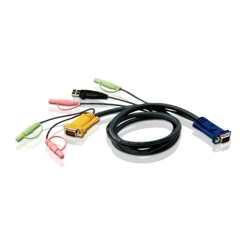 фото Кабель aten 2х3.5 jack/sphd15 -2х3.5 jack/vga/usb a m-m 3м (2l-5303u)