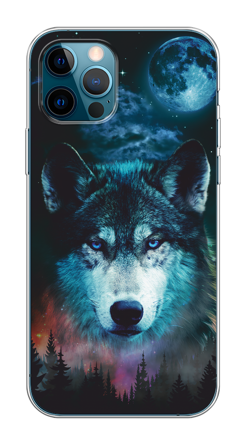 

Чехол на Apple iPhone 12/12 Pro "Лунный волк", Бирюзовый;розовый;синий, 12550-1