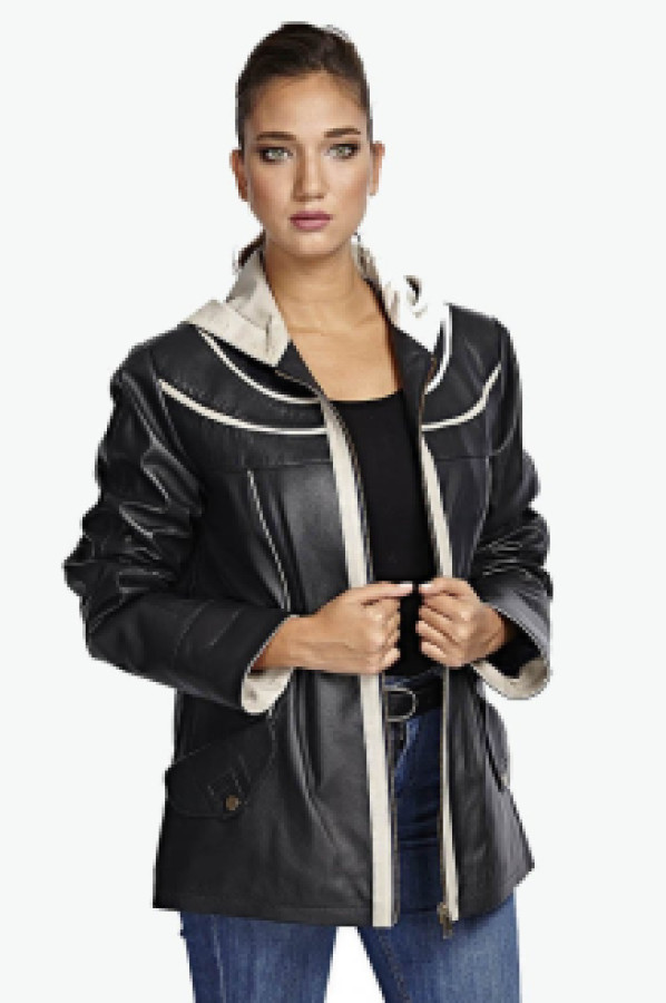 фото Кожаная куртка женская deriza 39-588 синяя 3xl (доставка из-за рубежа)