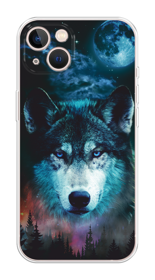 

Чехол на Apple iPhone 13 "Лунный волк", Бирюзовый;розовый;синий, 14250-1