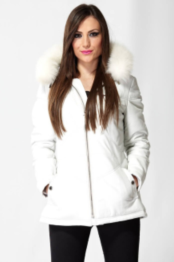 Кожаная куртка женская Deriza 39-SB04 белая S (доставка из-за рубежа)