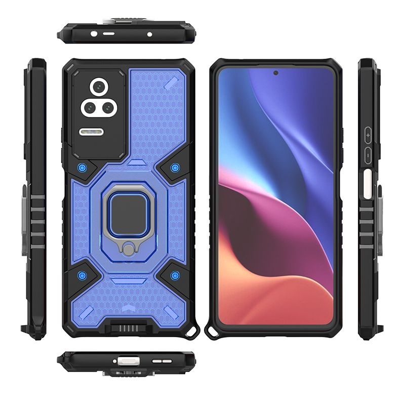 Противоударный чехол с Innovation Case с защитой камеры для Xiaomi Poco F4 (синий)