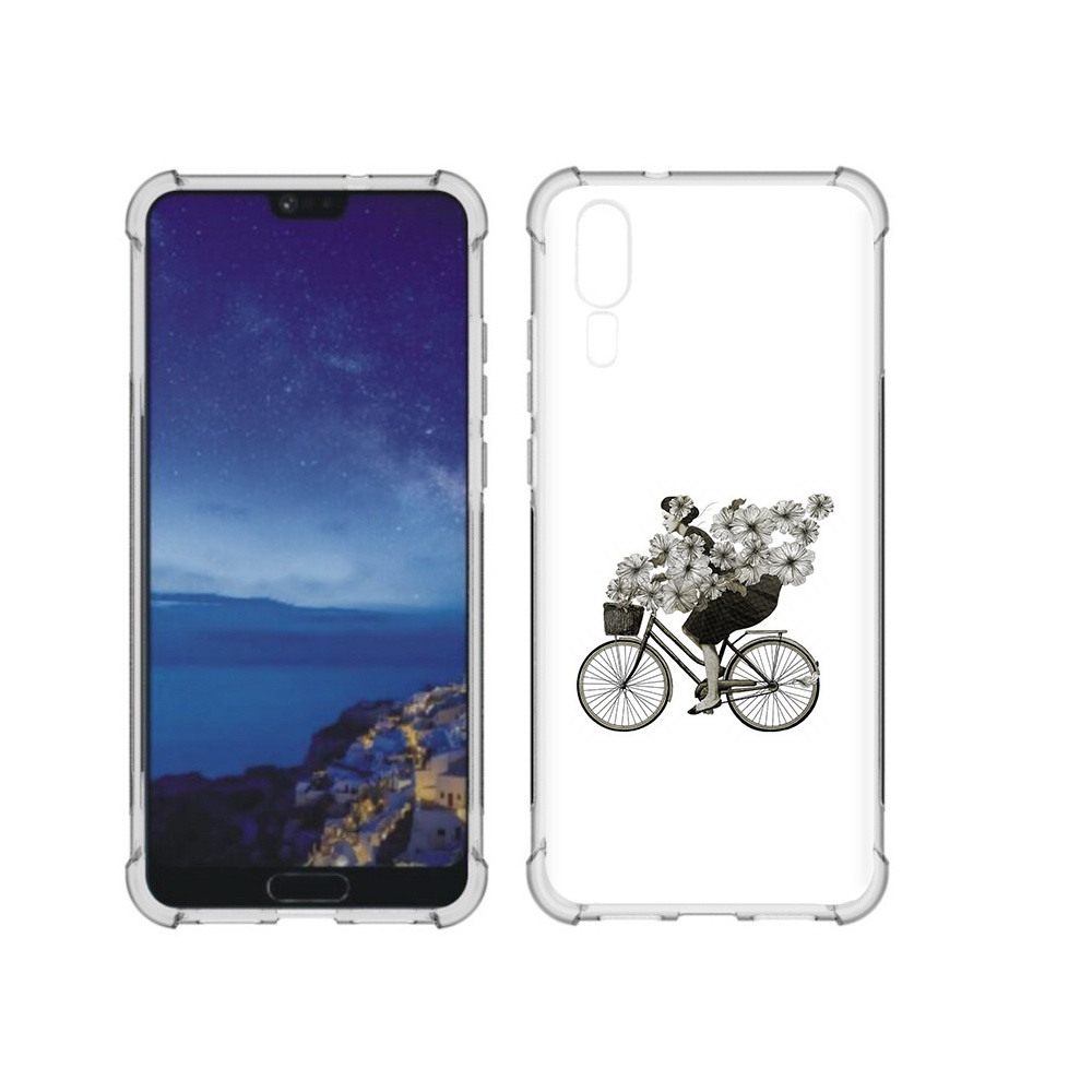 Чехол MyPads Tocco для Huawei P20 девушка на велосипеде с цветами (PT108006.52.307)