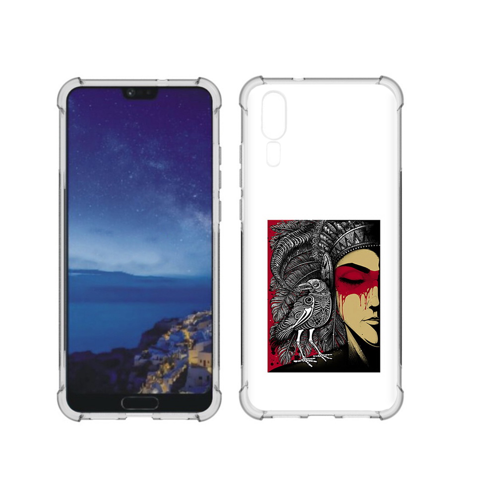 

Чехол MyPads Tocco для Huawei P20 девушка с вороном в абстракции (PT108006.52.311), Прозрачный, Tocco
