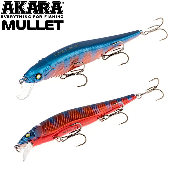 

Воблер Akara Mullet 110F 14 гр 1/2 oz 4,3 in A212, Разноцветный, Mullet