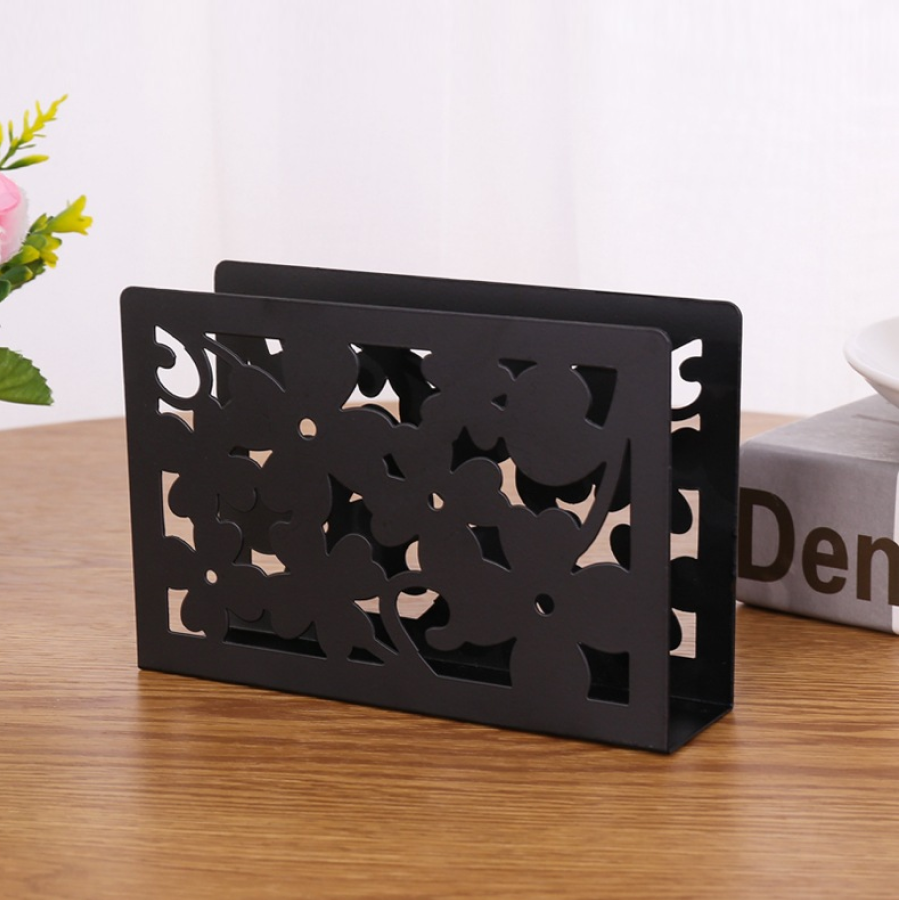 

Салфетница Цветы размер 15x10х4 см черная металлическая кухонная на стол, Черный, Цветы