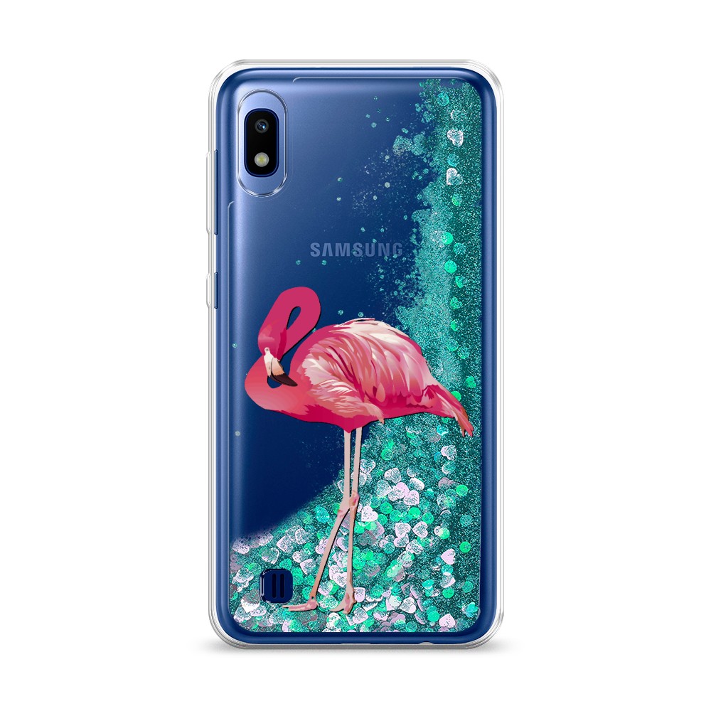 

Жидкий чехол с блестками "Застенчивый фламинго" на Samsung Galaxy A10