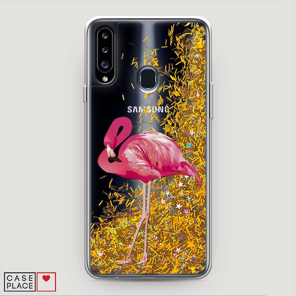 

Жидкий чехол с блестками "Застенчивый фламинго" на Samsung Galaxy A20s, 2100890-1