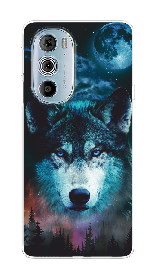 

Чехол на Motorola Edge 30 Pro "Лунный волк", Бирюзовый;розовый;синий, 243350-1